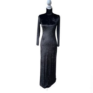 KATHARINE HAMNETT NWT Black Crushed Velvet Long Sleeve Dress S